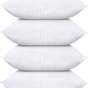 Utopia Bedding Throw Pillow Inserts (Set of 4, White), 18 x 18 Inches Pillow Inserts for Sofa, Bed and Couch Decorative Stuffer Pillows