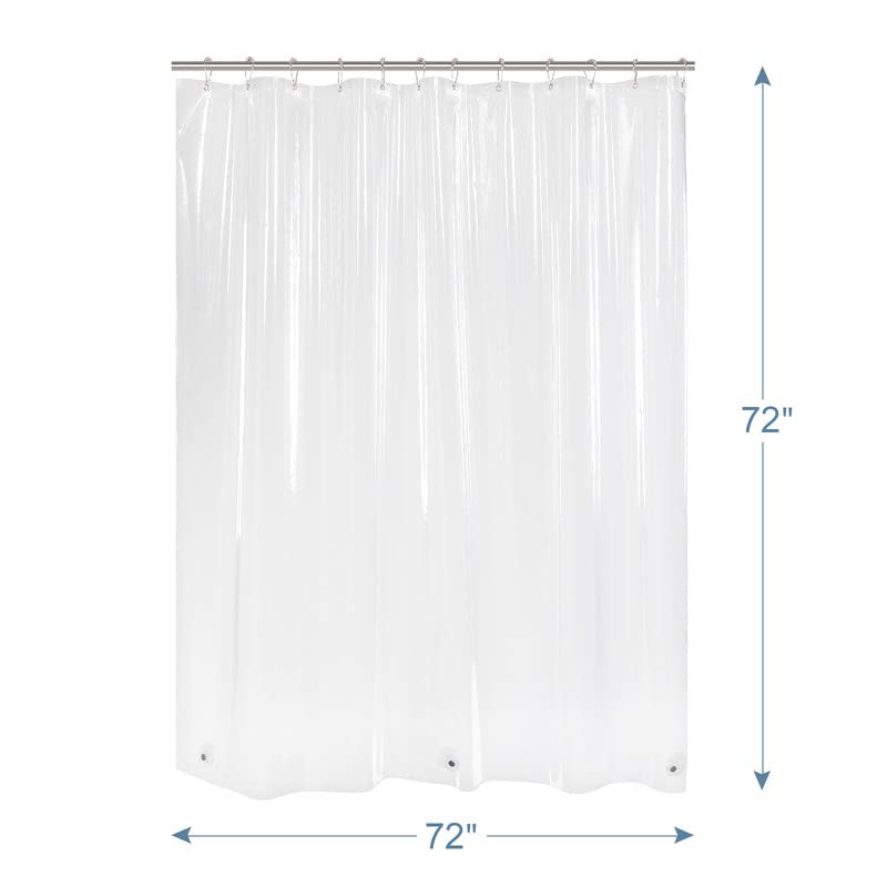 AmazerBath Clear Shower Curtain Liner, 72x72 Plastic Shower Liner, Waterproof PEVA Shower Curtain Liner, Cute Lightweight Shower Curtains for Bathroom with Magnets and 12 Rustproof Metal Grommet Holes