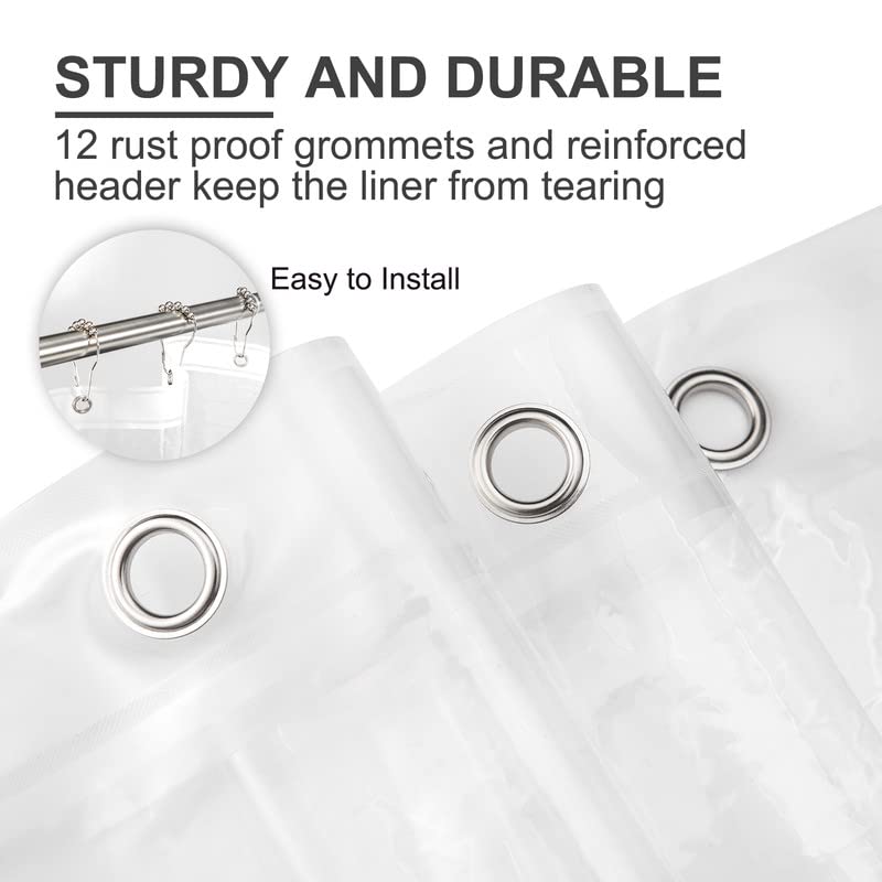 AmazerBath Clear Shower Curtain Liner, 72x72 Plastic Shower Liner, Waterproof PEVA Shower Curtain Liner, Cute Lightweight Shower Curtains for Bathroom with Magnets and 12 Rustproof Metal Grommet Holes