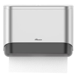 plussen multifold paper towel dispenser,c-fold folded hand paper towels dispenser wall mount for commercial (silver)