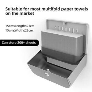 PLUSSEN Multifold Paper Towel Dispenser,C-Fold Folded Hand Paper Towels Dispenser Wall Mount for Commercial (Silver)