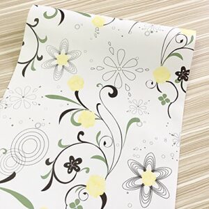 Yifely Yellow Blooms Furniture Paper Decorative Shelf Drawer Liner Self-Adhesive Storage Locker Decor 17.7 Inch by 9.8 Feet