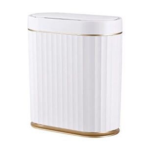 elpheco bathroom trash can with lid automatic garbage can, 2 gallon slim smart trash can, small plastic trash bin, 10 l narrow motion sensor trash can for bedroom, bathroom, kitchen, office