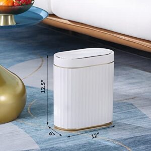 ELPHECO Bathroom Trash Can with Lid Automatic Garbage Can, 2 Gallon Slim Smart Trash Can, Small Plastic Trash Bin, 10 L Narrow Motion Sensor Trash Can for Bedroom, Bathroom, Kitchen, Office