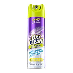 oxiclean foam-tastic™ foaming bathroom cleaner, citrus scent, eliminates soap scum, grime and stains, 19 oz spray can