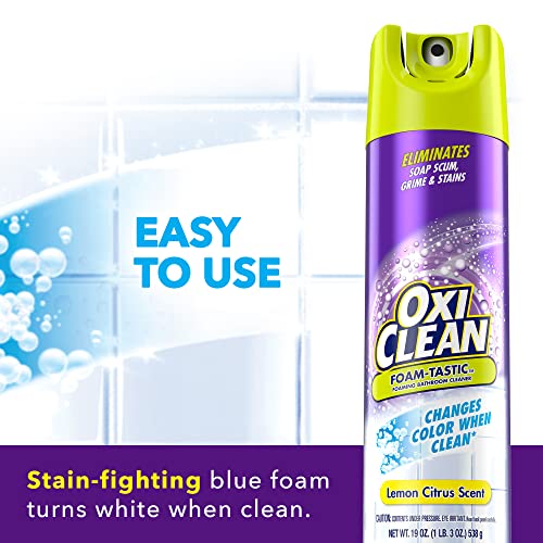 OxiClean Foam-Tastic™ Foaming Bathroom Cleaner, Citrus Scent, Eliminates Soap Scum, Grime and Stains, 19 oz Spray Can