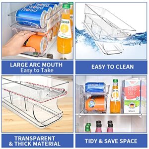 2-Layer Auto Rolling Beverage Can Organizer, Soda Can Organizer for Refrigerator Pop Can Organizer Dispenser Holder for Beer, Transparent Plastic Containers