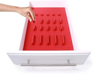 kmn home drawerdecor customizable organizer, drawer and shelf cabinet liners, non-slip and easy clean, deluxe starter kit, 21 piece – red