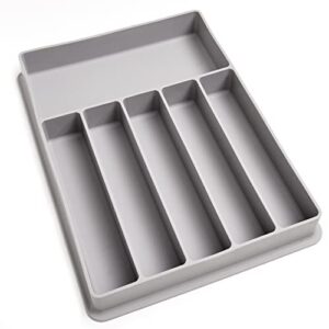 premium silicone non-slip, non-toxic, grey silverware organizer for kitchen drawer