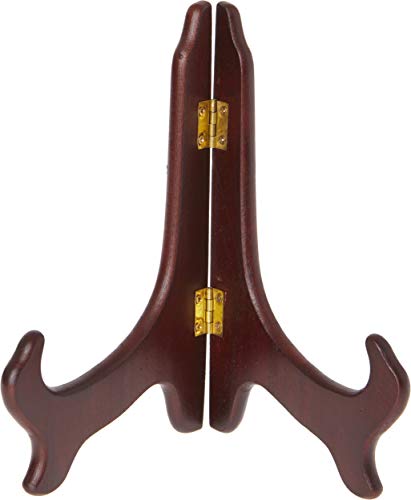 Bard's Hinged Dark Wood Plate Stand, 7" H x 6" W x 4.25" D (For 7" - 8.5" Plates), Pack of 3