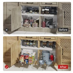 LOVMOR Pull Out Cabinet Organizer and Storage 11" W x 21" D, Slide Out Shelves for Kitchen Cabinets