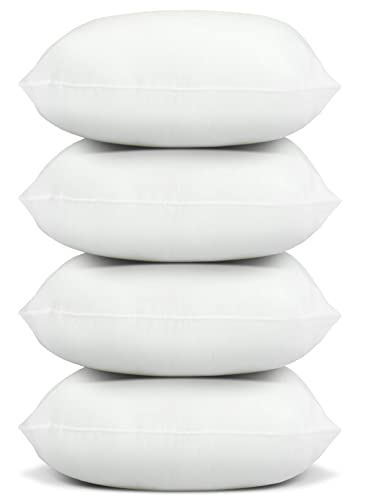 Foamily Throw Pillows Insert Set of 4 - 18 x 18 Insert for Decorative Pillow Covers - Made in USA - Bed and Couch Sham Filler