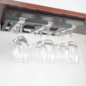 jbikao wine glass rack – under cabinet stemware wine glass holder glasses storage hanger metal hanging organizer for bar kitchen 3 rows black