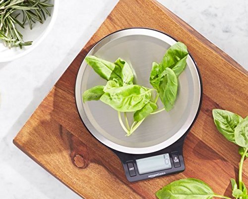 Amazon Basics Stainless Steel Digital Kitchen Scale with LCD Display, Batteries Included