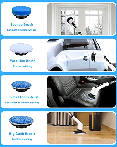 Electric Spin Scrubber, Leebein 2022 New Cordless Cleaning Brush with 8 Replaceable Drill Brush Heads, Tub and Floor Tile 360 Power Scrubber Mop with 54 Inch Adjustable Handle for Bathroom Kitchen Car