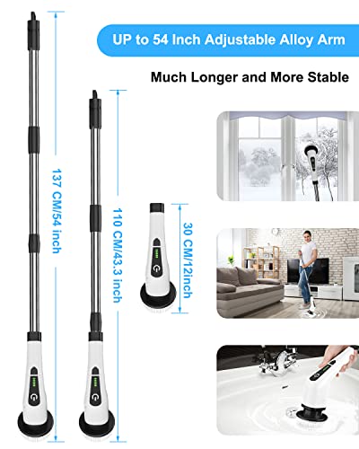 Electric Spin Scrubber, Leebein 2022 New Cordless Cleaning Brush with 8 Replaceable Drill Brush Heads, Tub and Floor Tile 360 Power Scrubber Mop with 54 Inch Adjustable Handle for Bathroom Kitchen Car