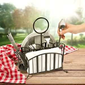 home intuition picnic caddy – silverware caddy utensil holder for party – plate and utensil caddy for parties – cutlery and flatware holder for outdoor table, camping, bbq, countertop