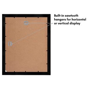 Americanflat 11x14 Black Picture Frame - Displays 8x10 With Mat or 11x14 Without Mat - Composite Wood with Shatter Resistant Glass - Horizontal and Vertical Formats for Wall