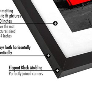 Americanflat 11x14 Black Picture Frame - Displays 8x10 With Mat or 11x14 Without Mat - Composite Wood with Shatter Resistant Glass - Horizontal and Vertical Formats for Wall