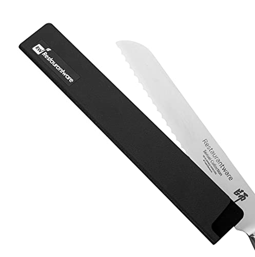 Restaurantware Sensei 10 x 1.5 Inch Knife Sleeve, 1 BPA-Free Knife Protector - Fits Bread Knife, Felt Lining, Black Plastic Knife Blade Guard, Durable, Cut-Proof