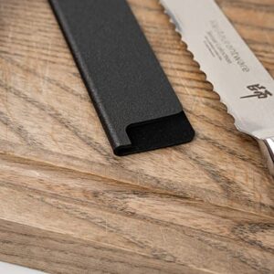 Restaurantware Sensei 10 x 1.5 Inch Knife Sleeve, 1 BPA-Free Knife Protector - Fits Bread Knife, Felt Lining, Black Plastic Knife Blade Guard, Durable, Cut-Proof