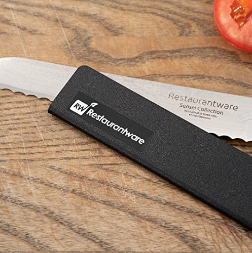 Restaurantware Sensei 10 x 1.5 Inch Knife Sleeve, 1 BPA-Free Knife Protector - Fits Bread Knife, Felt Lining, Black Plastic Knife Blade Guard, Durable, Cut-Proof