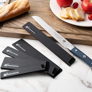 Restaurantware Sensei 10 x 1.5 Inch Knife Sleeve, 1 BPA-Free Knife Protector - Fits Bread Knife, Felt Lining, Black Plastic Knife Blade Guard, Durable, Cut-Proof