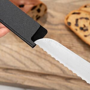 Restaurantware Sensei 10 x 1.5 Inch Knife Sleeve, 1 BPA-Free Knife Protector - Fits Bread Knife, Felt Lining, Black Plastic Knife Blade Guard, Durable, Cut-Proof