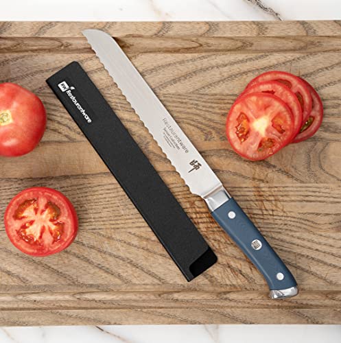 Restaurantware Sensei 10 x 1.5 Inch Knife Sleeve, 1 BPA-Free Knife Protector - Fits Bread Knife, Felt Lining, Black Plastic Knife Blade Guard, Durable, Cut-Proof