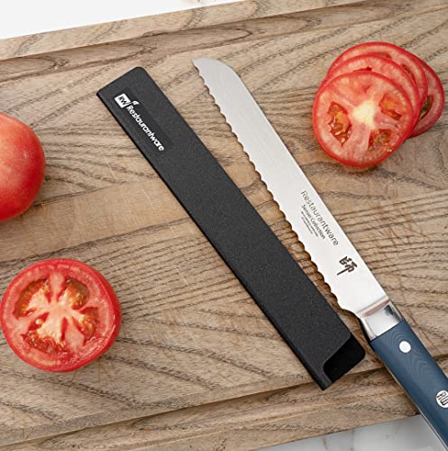 Restaurantware Sensei 10 x 1.5 Inch Knife Sleeve, 1 BPA-Free Knife Protector - Fits Bread Knife, Felt Lining, Black Plastic Knife Blade Guard, Durable, Cut-Proof