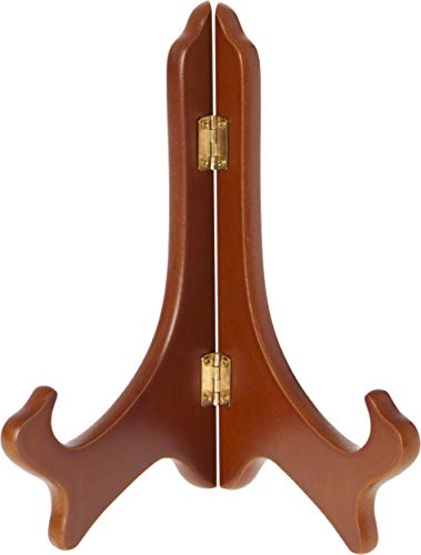 Bard's Hinged Walnut MDF Wood Plate Stand, 8" H x 7" W x 4.75" D (For 8" - 10" Plates)