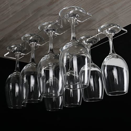 HHUXIUE Wine glass frame wine glass frame wine glass storage shelf cabinet style frame wine glass reserve hanger Yaylai material kitchen bar restaurant screwdriver installation (Transparent 2 set)