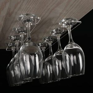 HHUXIUE Wine glass frame wine glass frame wine glass storage shelf cabinet style frame wine glass reserve hanger Yaylai material kitchen bar restaurant screwdriver installation (Transparent 2 set)