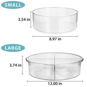 Lazy Susan Oragnizer,2 Pack Turntable Organizer,Fridge Organization,Non-Skid Spice Rack Organizer, Fruit Container, 360 Rotating Storage Container for Home Kitchen,Countertop,Cabinet,Fridge