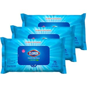 clorox disinfecting wipes, bleach free cleaning wipes, multi-surface wipes with moisture seal lid, easy pull wipes pack, fresh scent, 75 wipes (pack of 3) – packaging may vary