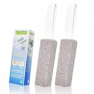4th pumice stone for toilet bowl cleaning,scouring stick with handle,powerfully away limescale stain,hard water ring, calcium buildup,iron,rust.remover for tile bath-tub – 2 pack