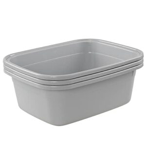 sandmovie 18 quart plastic dish basin, shallow plastic sink basin, 3 packs, grey