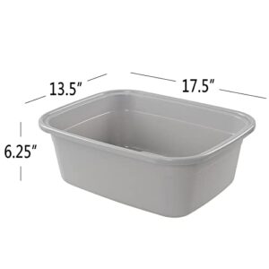 Sandmovie 18 Quart Plastic Dish Basin, Shallow Plastic Sink Basin, 3 Packs, Grey