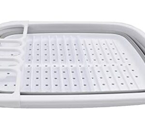 SAMMART 8L (2.11Gallons) Collapsible Dish Drainer - Foldable Drying Rack - Portable Dinnerware Organizer - Space Saving (White/Grey, 1)