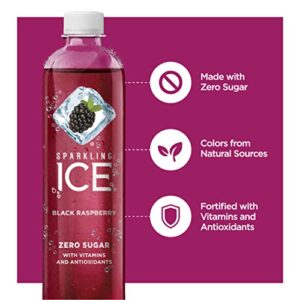 Sparkling ICE, Black Raspberry Sparkling Water, Zero Sugar Flavored Water, with Vitamins and Antioxidants, Low Calorie Beverage, 17 fl oz Bottles (Pack of 12)