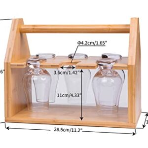 JILLMO Whiskey Glass Holder Rack, Bamboo Caddy Compatible with Glencairn Whisky Glasses, Crystal Whiskey Glasses, Bourbon Glasses