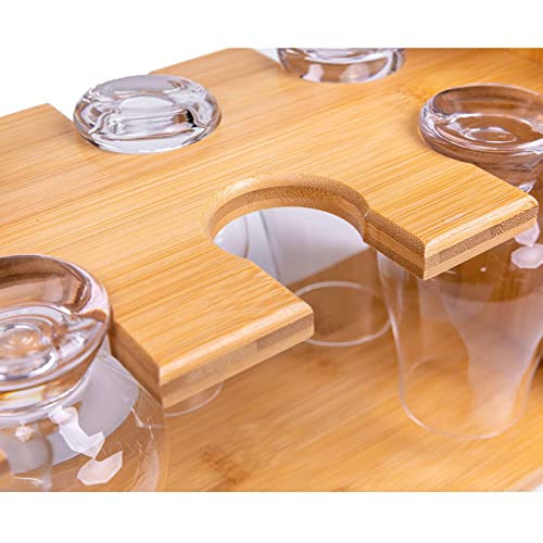 JILLMO Whiskey Glass Holder Rack, Bamboo Caddy Compatible with Glencairn Whisky Glasses, Crystal Whiskey Glasses, Bourbon Glasses