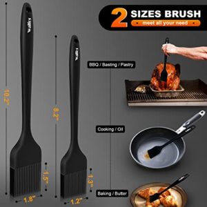 Walfos Silicone Basting Pastry Brush, Heat Resistant Pastry Brush Set, Strong Steel Core and One-Pieces Design, Perfect for BBQ Grill Baking Kitchen Cooking, BPA Free and Dishwasher Safe (2 Pcs)