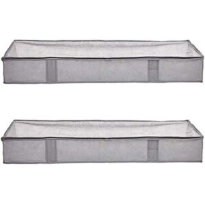 Amazon Basics Under Bed Fabric Storage Container Bags with Window and Handles - 2-Pack, 18 x 42 x 6 Inches, Gray