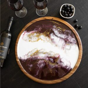 lynn & liana acacia lazy susan merlot, 16-inch diameter, serveware, kitchen