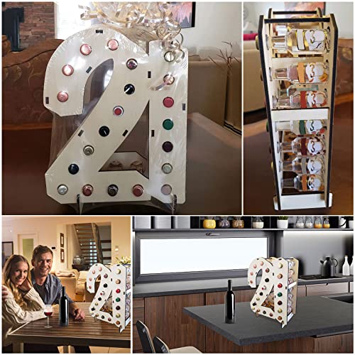 Mini Liquor Bottle Holder 21st Birthday Mini Liquor Bottle Holder Holds 21 Mini Bottles Birthday Gift for Girl Iron Wine Rack Wall Showcase (A, One Size)