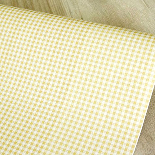 Yifely Yellow & White Checkered Plaid Furniture Paper Self-Adhesive Shelf Liner Base Cabinet Decor 17.7 Inch by 9.8 Feet