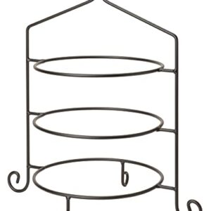 Saving Shepherd 3 Tier Pie Plate Stand - Solid Satin Black Wrought Iron Triple Rack Display Amish Handmade in USA