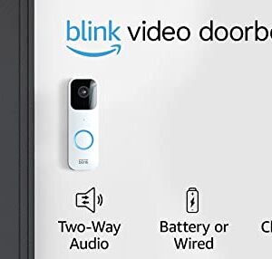 Blink Video Doorbell | Two-way audio, HD video, motion and chime app alerts, and Alexa enabled — wired or wire-free (White)