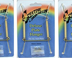Creative Hobbies® Deluxe Plate Display Hangers, Spring Style - Assembled & Ready to Use - Hold 5 to 7 Inch Plates- Gold Wire Spring Type, Hanger Hooks & Nails Included -Pack of 3 Hangers